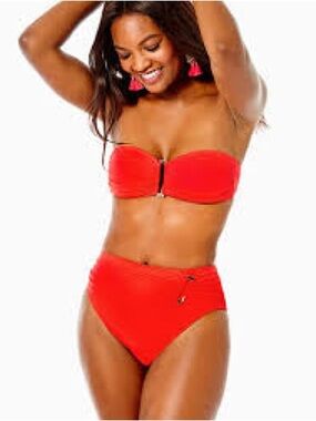 Lilly Pulitzer Mayz Red Bandeau High-Waist Swim Set - Women